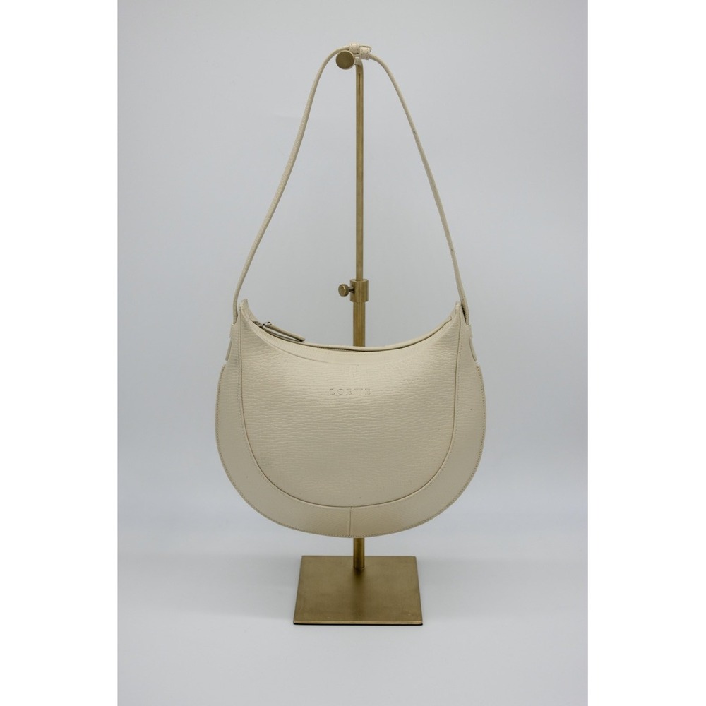 Loewe Vintage Crescent Shoulder Bag Cream Textured Leather Hobo